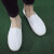 谋福（CNMF）懒人休闲一脚蹬工作胶鞋 白色棉帆布男女劳保鞋 （白色） 35 