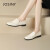 卓诗尼女鞋2024春新款时尚法式复古浅口单鞋低跟舒适英伦风小皮鞋 米白色 35
