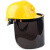 山头林村电焊面罩带风扇安全帽翻盖风式防护罩夏季防晒头戴式轻便氩弧焊 黑色组合+1个黑色面屏