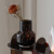 中古风玻璃花瓶茶色琥珀色玻璃瓶装饰复古桌面台面摆件 中古风花瓶+小黄金佛塔 0支