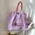天颛ball&chain高圆圆同款日系小众环保布袋刺绣尼龙购物袋手提单肩 紫色芭蕾舞兔子中号