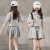 A 21 FUNB8女童套装9-12岁时髦洋气夏季新款儿童短袖休闲运动T恤短裤两件套 灰色 120cm(120cm)