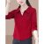 诗兰哥弟菲短袖t恤女士2024夏装新款polo衫翻领短款上衣洋气减龄小个子 红色(长袖) M