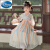 迪士尼（Disney）六一儿童汉服古典舞演出服中国风女童古筝表演服装飘逸古风舞蹈服 苍兰-短袖【送披帛】 120cm