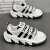 LDCK男鞋2023夏季新款厚底增高透气三条杠小白鞋男士贝壳头韩版运动鞋 白黑色 38