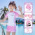 佑游儿童分体泳衣女孩3-10岁女童泳装甜美专业运动风泡温泉游泳套装 粉色五件套 5XL建议身高160-170cm