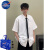 NASAWASSUP日系制服白衬衫男生短袖夏冰丝设计感班服痞帅学院风7青少年 白色 送领带 M