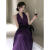 BFGV生日礼服女2024新款平时可穿高级感聚会裙子气质名媛长款订婚性感 葡萄紫优质版升级精品牛奶丝 S