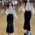AGXP鱼尾裙半身裙2024秋季新款纯欲喇叭袖挂脖喇叭袖衬衫女高腰显瘦包 半身裙 S