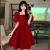 贝吉棋红色订婚连衣裙夏季短袖回门礼服平时可穿小个子敬酒服新娘感 酒红色(版) 2XL 130-150斤左右