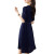 君芳雅（junfangya）高级感时尚轻熟优雅收腰2024夏季新款气质含腰带显瘦中长款连衣裙 藏青色 M