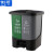 俐茗分类垃圾桶方形厨余垃圾回收桶脚踩式双桶可定制LG722绿灰40L