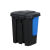 垃圾分类厨房垃圾桶带盖子大号商用脚踩脚踏式厨余双桶 40L加厚款蓝色可回收+灰色其他