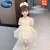 迪士尼（Disney）女童连衣裙夏季2024儿童夏装裙子宝宝公主裙礼服小童白色纱裙新品 米色 90码(身高80-90cm 1-2周岁)