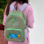YIZISTORE原创大容量拼色涂鸦印花双肩包女高中学生书包电脑背包 拼色双肩包-快乐猫猫