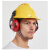安防噪音耳罩头盔式防护耳罩SOR14012工业降噪耳罩耳塞 PE安全帽黄+SOR14012耳罩