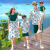 微爱的小松鼠海边度假沙滩亲子装2023新款潮夏季一家三口四口母女装时尚套装 浅绿色套装 男宝150