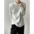 维伦凯QUANYI权一韩版重磅垫肩长袖T恤男设计感圆领卫衣正肩纯色打底衫 白色 XL