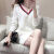 柒十念毛衣裙女小个子裙子秋冬新款韩版修身V领短裙长袖针织连衣裙 白色 XL 120-140斤