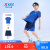 特步（XTEP）男童短袖套装夏季新款儿童运动T恤短裤两件套速干夏装 皇家蓝 120cm