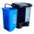 分类垃圾桶家用脚踏式干湿分离街道双胞胎塑料垃圾桶不含税运 绿灰