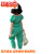 三弟保罗女童套装碎花格子泡泡袖上衣加长款夏装童装-岁 绿色SK22151 7号适合95-100cm