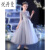 悦丹曼初中女学生朗诵主持人礼服公主裙钢琴演出表演蓬蓬裙生日 1129-灰色长的款 100cm