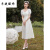 领证登记白裙瘦小个子女生穿的白裙子平时可穿法式缎面礼服轻婚纱订婚连衣裙sdanlerb 短款白色(003) XS