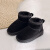 BRCZRO(法国）牛皮2024儿童保暖雪地靴子男女成人短靴加厚防滑毛绒棉鞋 黑色 33 儿童(内长20cm)