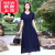 RVKE2023年夏女装遮肚子显瘦大尺码真丝高端洋气老妈装连衣裙女 蓝色(官方) XL 80-105
