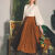 湘水秋冬半身裙新款法式设计焦糖拿铁法式复古赫本高腰系带大摆长 杏色衬衫+焦糖半身裙 XS