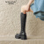 森罗 帕拉（Senro pala）品牌骑士靴女2023年秋冬季新款松糕底女靴小个子高筒粗跟长靴子女 黑色 单里 34