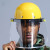 透明防护面罩安全帽面屏电焊打磨防冲击耐高温防飞溅安全防尘面具 黄色安全帽+黑色PC面屏2mm加厚（电焊）