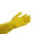 海斯迪克 乳胶手套 防水防滑耐磨塑胶劳保手套 黄色1双 XL 