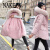 NAKEZG品牌羽绒服女 2023新款冬季外套韩版大毛领学生 短款收腰保暖外套 粉色 M