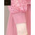 梵侈赫尔轻奢褶皱连衣裙2024新款春季女法式灯笼袖假两件长款拼接蕾丝网纱 粉色 M