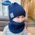 迪士尼（Disney）【品牌上新】宝宝帽子秋冬季儿童帽子围巾一体男童保暖婴儿毛线防 皮标灰色 10岁以上成人款