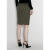 SAINT LAURENT 圣罗兰618女士羊毛混纺格纹中长半身裙 米色 38 FR