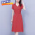 狄西斯连衣裙女2024年夏季新款韩版流行洋气减龄女装时尚收腰显瘦A字裙 橘红色 M 建议[80-100斤]