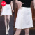 木荣新中式白色百褶半身裙女2024夏季新款高腰提花a字国风包臀短裙子 白色 S(建议85-95斤)