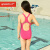 速比涛（Speedo）儿童泳衣女童青少年学生训练连体游泳衣泳镜泳帽套装 红色 9-10(建议身高140CM)