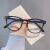 网红韩版防蓝光眼镜护眼男女潮平光镜手机眼镜框架 黑色框 镜盒+镜布