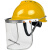 安全帽带面罩全脸防护透明PVC铝包边烧焊防飞溅防冲击打磨面屏 红色安全帽+支架+3张面屏