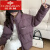俞兆林冬季美式羽绒服女生2023新款白鸭绒短款立领常规韩系潮牌外套 紫色 S 120斤以内