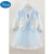 迪士尼（Disney）儿童秋冬装2023新款洋气网纱毛衣裙女童艾莎公主裙针织外套两件套 蓝色-加绒艾莎毛衣裙两件套 100cm