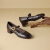 QNGTABAIN法式复古棕色玛丽珍鞋一字扣带粗跟4.5cm圆头简约优雅通勤小皮鞋 棕色 39