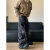 迈迪萨美式复古设计感水洗黑色牛仔裤男直筒潮牌高街vibe裤子 黑色 S