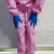 紫羲（ZXFH.NET）细斜纹立领防护服男女医师卫生美容服化学试验白大褂工作服 粉红色 3XL