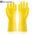 pvc橡胶手套家用防水洗衣胶皮干活劳保清洁家务洗碗手套厨房 莫兰迪粉37cm（加长） L码
