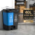 垃圾分类二合一垃圾桶干湿分离双桶四色商用公共场合脚踏回收 40L双桶 /蓝加灰/ 可回收+其他 (+垃圾袋)